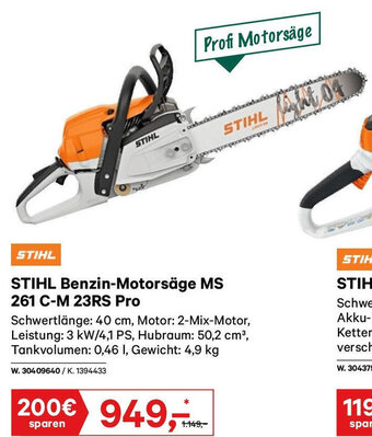 Lagerhaus STIHL Benzin-Motorsäge MS 261 C-M 23RS Pro Angebot