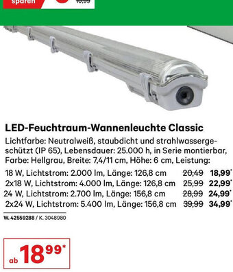 Lagerhaus LED-Feuchtraum-Wannenleuchte Classic Angebot