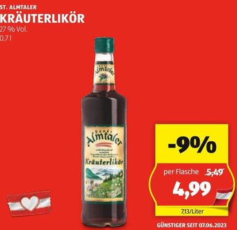 Hofer ST. ALMTALER KRÄUTERLIKÖR 0,7 L Angebot