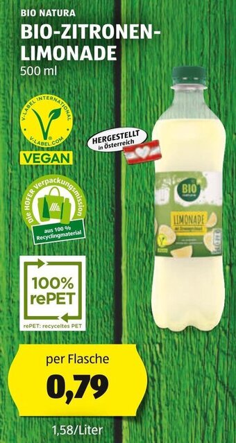 Hofer BIO NATURA BIO-ZITRONEN-LIMONADE 500 ml Angebot