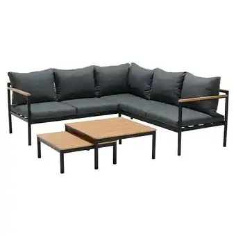 Bauhaus Sensum loungemöbel-set bergby (3 -tlg., aluminium/eukalyptus, anthrazit/light oakalyptus) Angebot