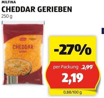 Hofer MILFINA CHEDDAR GERIEBEN 250 g Angebot
