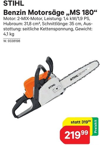 Lagerhaus STIHL Benzin Motorsäge „MS 180" Angebot