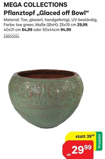 MEGA COLLECTIONS Pflanztopf ,,Glaced off Bowl"