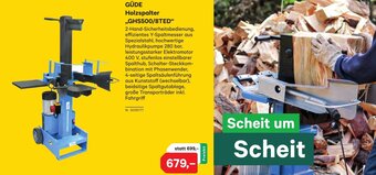 Lagerhaus GÜDE Holzspalter ,,GHS500/8TED" Angebot