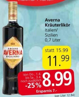 Spar Averna Kräuterlikör Angebot