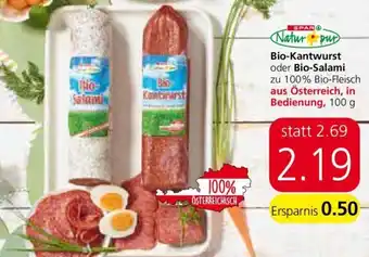Spar Natur*Pur Bio-Kantwurst Oder Bio-Salami 100g Angebot