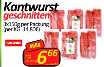 Wurstico Kantwurst geschnitten 3x150g per Packung Angebot
