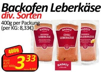 Wurstico Backofen Leberkäse div. Sorten 400g per Packung Angebot