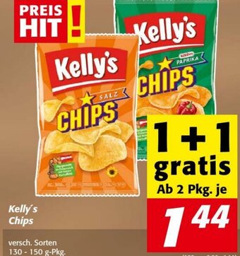 Nah&Frisch Kelly's Chips versch. Sorten 130 - 150 g-Pkg. Angebot
