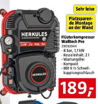 Bauhaus HERKULES Flüsterkompressor Walltech Pro 29032044 Angebot