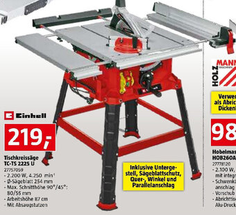 Bauhaus Einhell Tischkreissäge TC-TS 2225 U Angebot