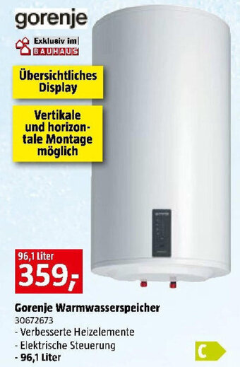 Bauhaus Gorenje Warmwasserspeicher Angebot