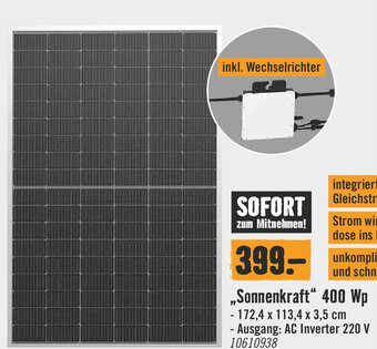 Hornbach „Sonnenkraft" 400 Wp Angebot