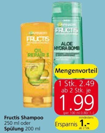 Spar Fructis Shampoo 250ml Oder Spülung 200ml Angebot