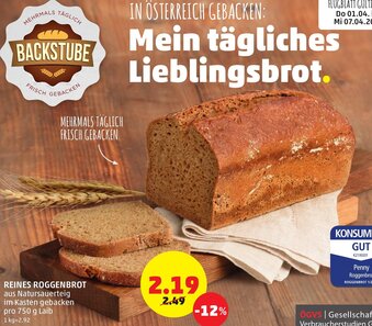 PENNY Reines Roggenbrot 750g Angebot
