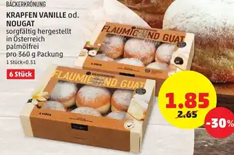 PENNY Bäckerkrönung Krapfen Vanille Od. Nougat 360g Angebot