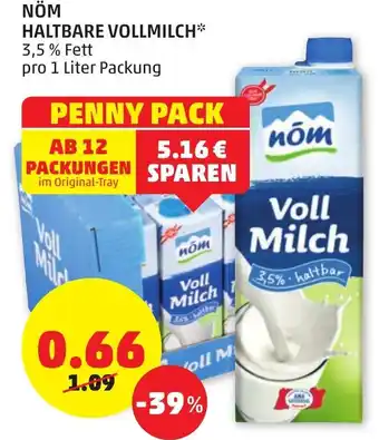 PENNY Nöm Haltbare Vollmilch Pro 1 Liter Angebot