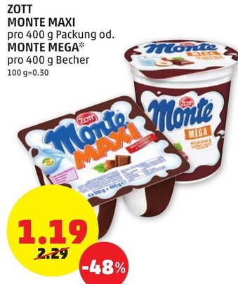 PENNY Zott Monte Maxi 400g Angebot