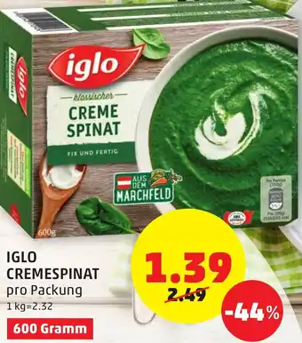 PENNY Iglo Cremespinat 600 Gramm Angebot
