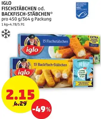 PENNY Iglo Fischstäbchen Od. Backfisch-Stäbchen 450g/364 g Angebot