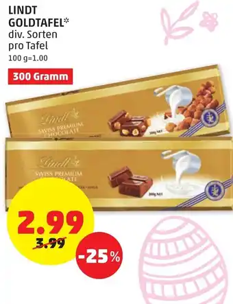 PENNY Lindt Goldtafel 300 Gramm Angebot