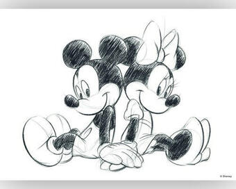 Hornbach Leinwandbild disney mickey minnie sketch sitting 70x50 cm Angebot