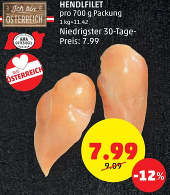 PENNY HENDLFILET pro 700 g Packung Angebot