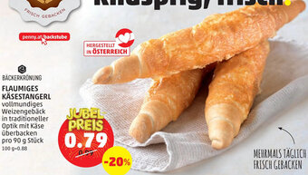 PENNY BÄCKERKRÖNUNG FLAUMIGES KÄSESTANGERL pro 90 g Stück Angebot