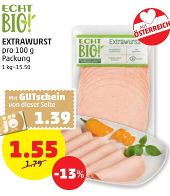 PENNY EXTRAWURST pro 100 g Packung Angebot