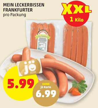PENNY MEIN LECKERBISSEN FRANKFURTER pro Packung Angebot