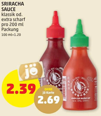 PENNY SRIRACHA SAUCE pro 200 ml Packung Angebot