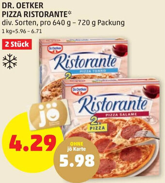 PENNY DR. OETKER PIZZA RISTORANTE div. Sorten, pro 640 g - 720 g Packung Angebot