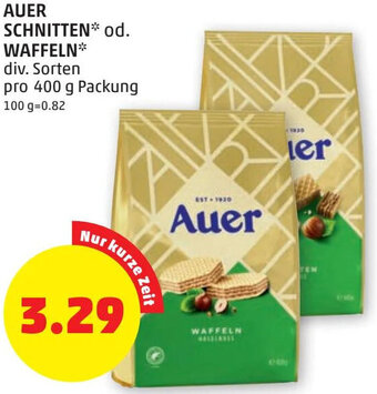 PENNY AUER SCHNITTEN* od. WAFFELN* div. Sorten pro 400 g Packung Angebot