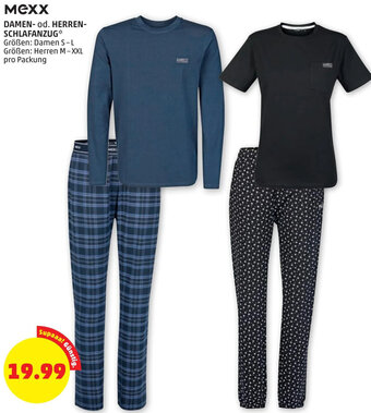 PENNY Mexx DAMEN- od. HERREN- SCHLAFANZUG Größen: Damen S-L Größen: Herren M - XXL pro Packung Angebot