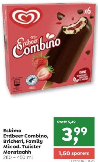 ADEG Eskimo Erdbeer Combino, Brickerl, Family Mix od. Twister Monstaahh 280 - 450 ml Angebot