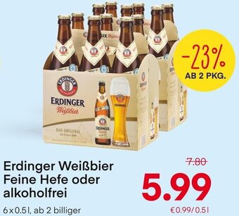 MPreis Erdinger Weißbier Feine Hefe oder alkoholfrei 6x0.5L Angebot