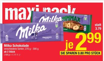 Maximarkt Milka Schokolade verschiedene Sorten, 270 g - 300 g Angebot