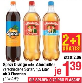 Maximarkt Spezi Orange oder Almdudler 1,5 Liter Angebot