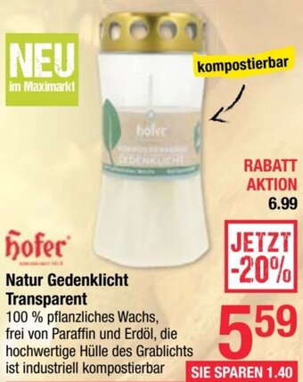 Maximarkt Natur Gedenklicht Transparent Angebot
