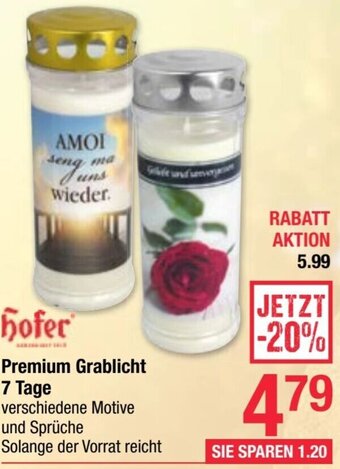 Maximarkt Hofer Premium Grablicht 7 Tage Angebot
