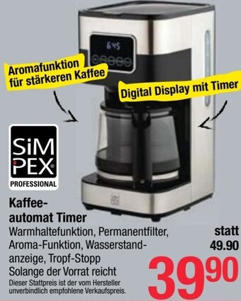 Maximarkt SIM PEX Kaffee- automat Timer Angebot
