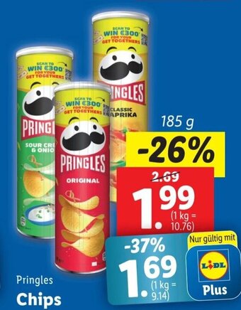 Lidl Pringles Chips 185 g Angebot