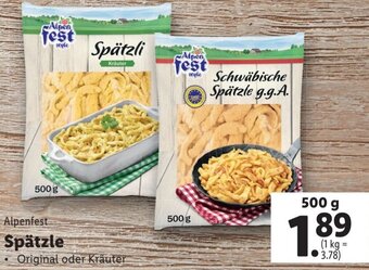 Lidl Alpenfest Spätzle 500 g Angebot