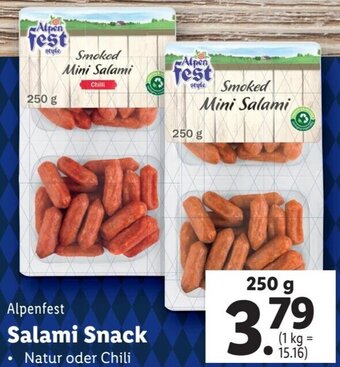 Lidl Alpenfest Salami Snack 250 g Angebot