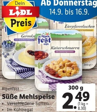 Lidl Alpenfest Süße Mehlspeise 300 g Angebot