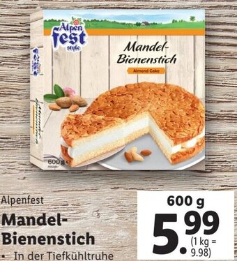 Lidl Alpenfest Mandel-Bienenstich 600 g Angebot