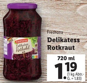 Lidl Freshona Delikatess Rotkraut 720 ml Angebot