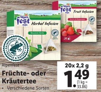 Lidl Alpenfest Früchte- oder Kräutertee 20x 2,2 g Angebot
