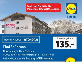 Lidl Tirol St. Johann 3 Nächte p.P. ab Angebot